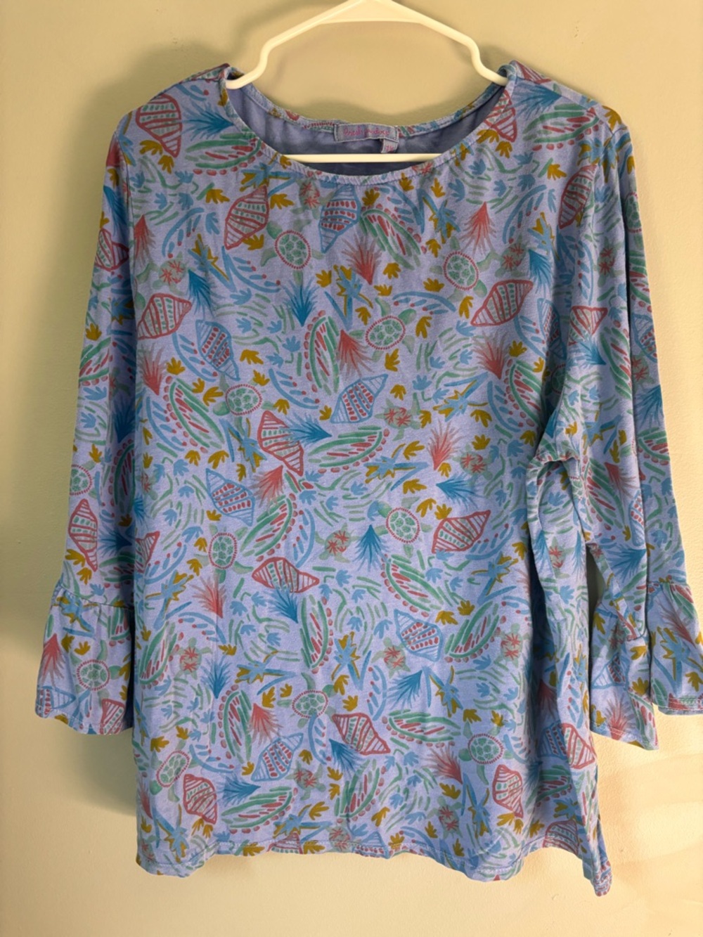 Fresh Produce Blue Multicolor Coastal Seashell Blouse